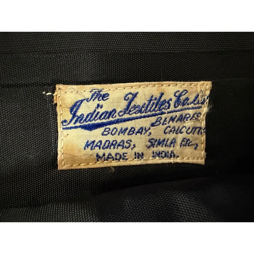 Vintage Zardozi Gold Silver Embroidered Black Velvet Envelope Clutch